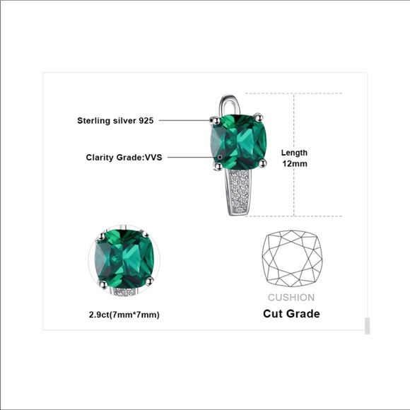 🌟 Emerald Silver Earrings - Picture 3 of 7